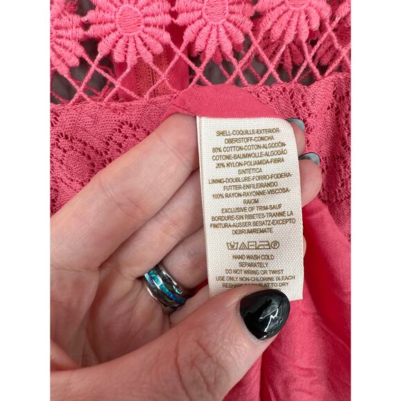 Free People Dress Womens 0 Pink Mini Crochet Summer Boho Bohemian Cottage - Picture 4 of 6